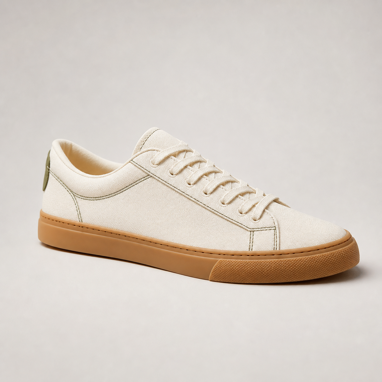 Off-white canvas sneaker with gum sole