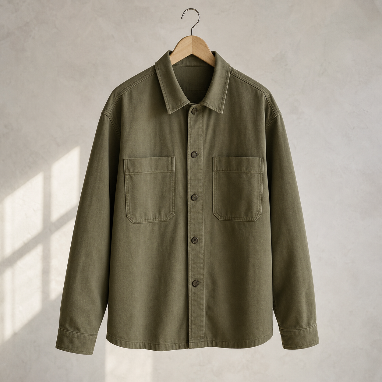 Olive cotton overshirt